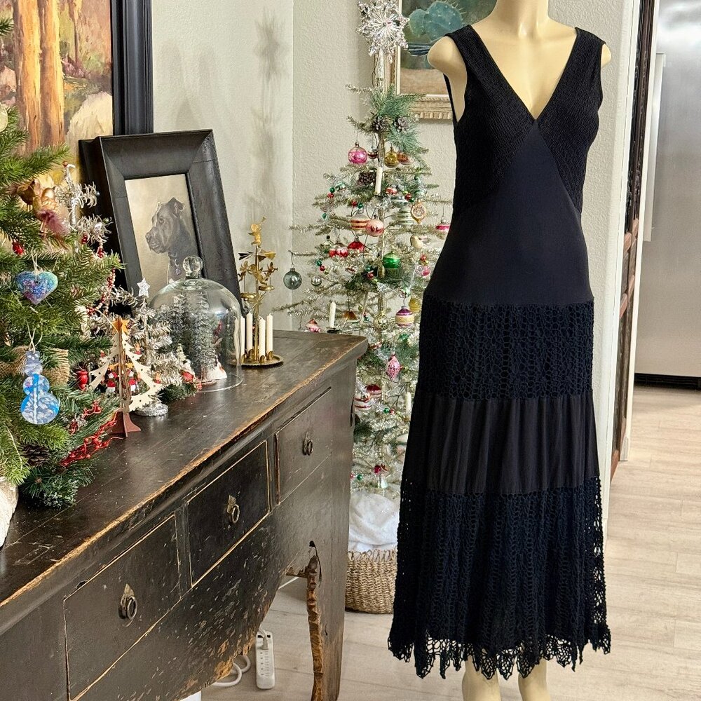 V Cristina Summer Cotton Maxi Sleeveless Deep V&Back Neckline Cotton Crochet - Picture 1 of 6